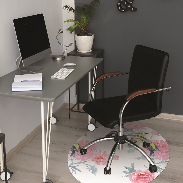 Office chair floor protector Birds and flowers
