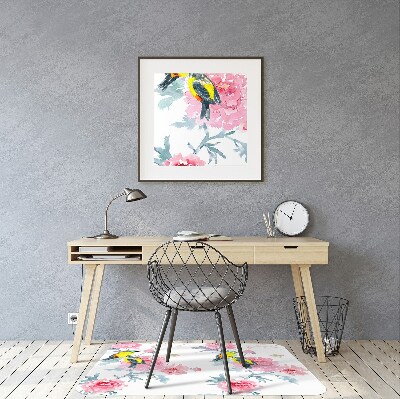 Office chair floor protector Birds and flowers