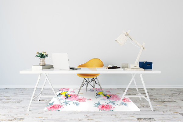 Office chair floor protector Birds and flowers