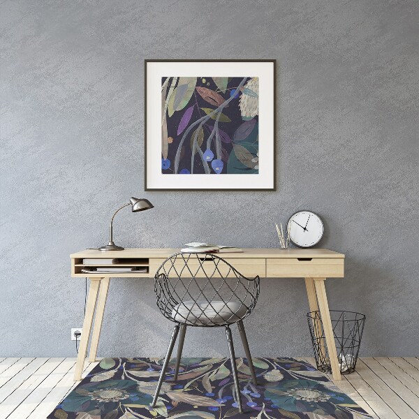 Office chair mat botanical pattern