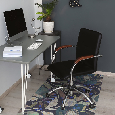 Office chair mat botanical pattern