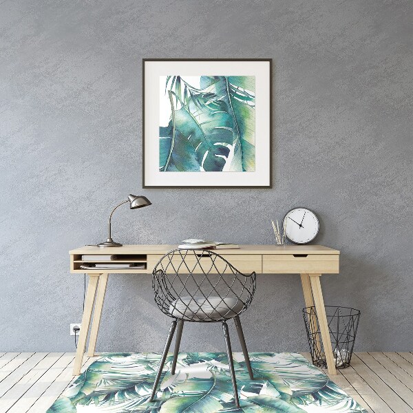 Office chair floor protector palm leaves