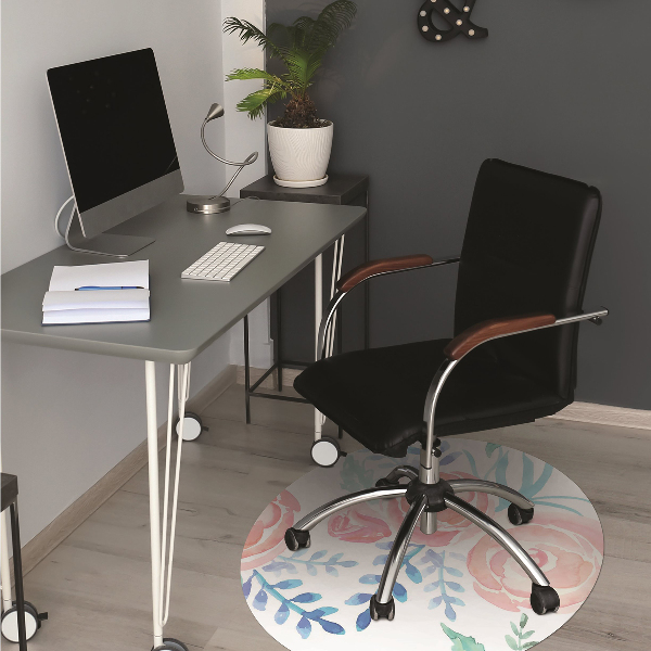Computer chair mat bright flowers