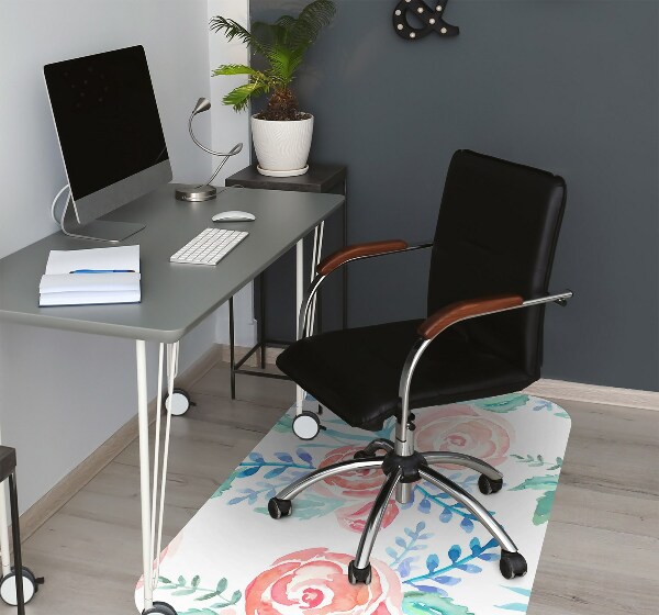 Computer chair mat bright flowers