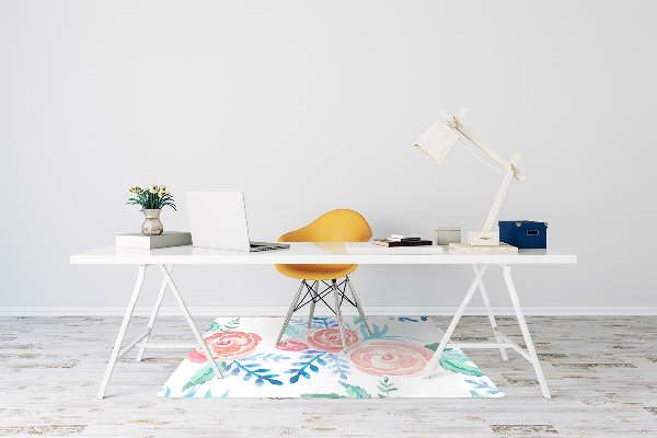 Computer chair mat bright flowers