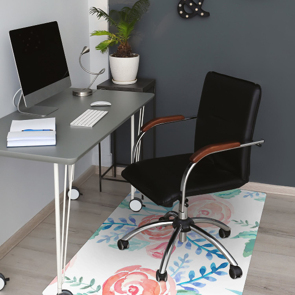 Computer chair mat bright flowers