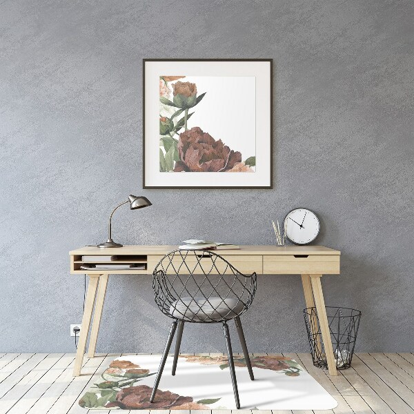 Office chair mat Vintage Peonies