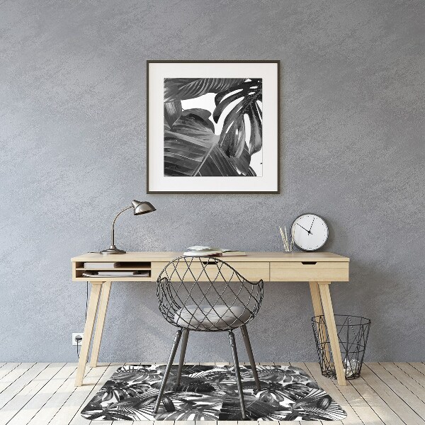 Desk chair mat dark leaves