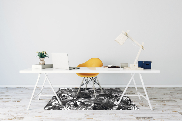 Desk chair mat dark leaves