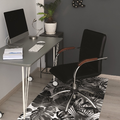 Desk chair mat dark leaves