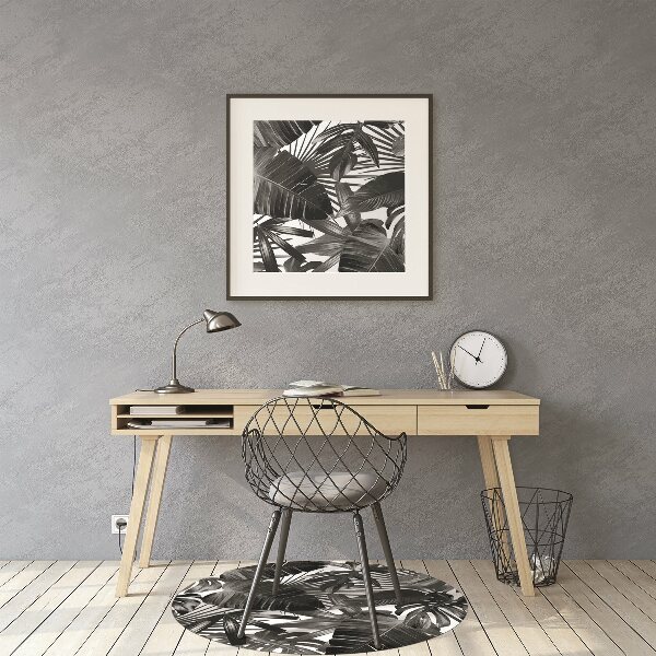 Desk chair mat dark leaves
