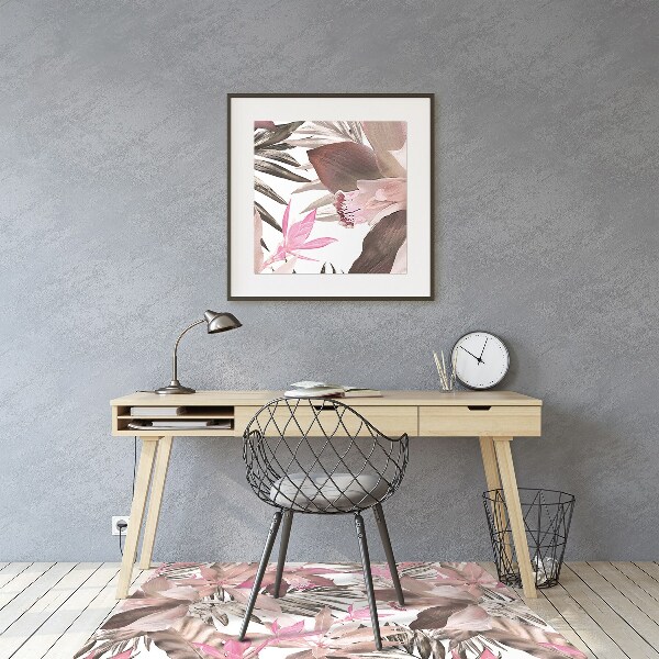 Office chair floor protector tropical roses