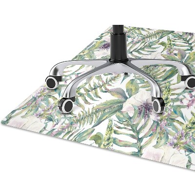 Computer chair mat white flowers