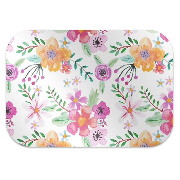 Office chair mat drawing flowers