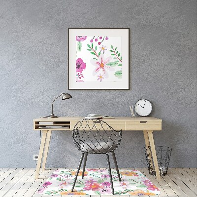 Office chair mat drawing flowers