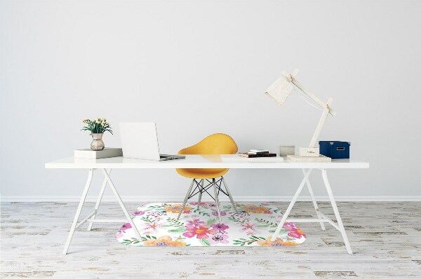 Office chair mat drawing flowers