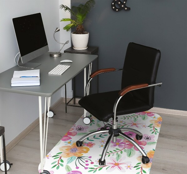 Office chair mat drawing flowers