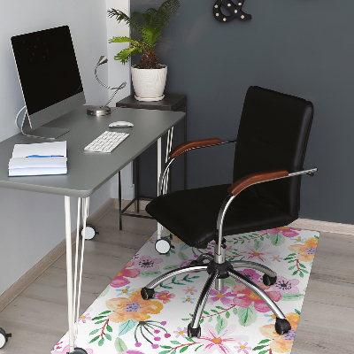 Office chair mat drawing flowers