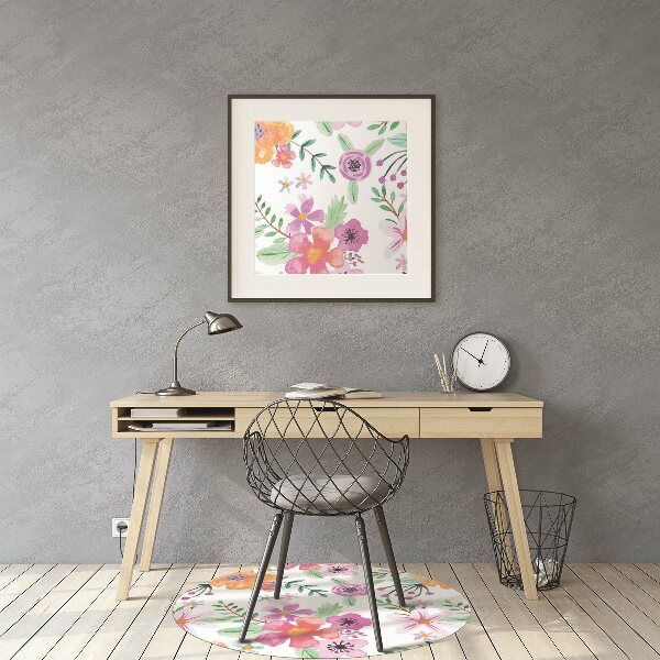 Office chair mat drawing flowers