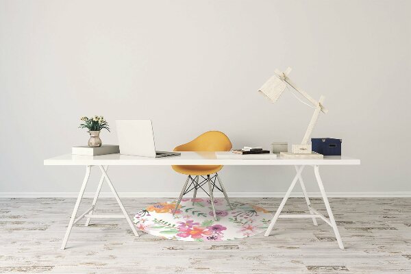 Office chair mat drawing flowers