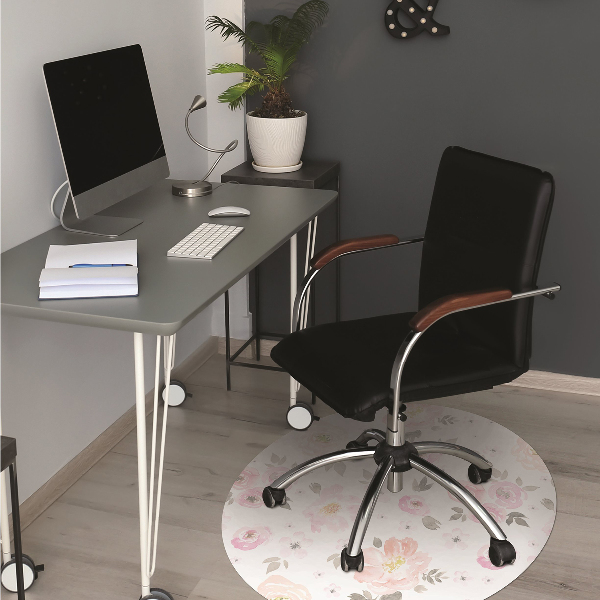 Office chair mat watercolor flowers