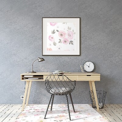 Office chair mat watercolor flowers