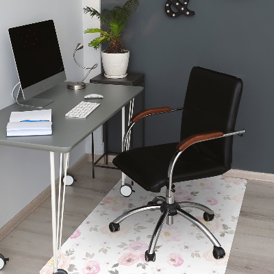 Office chair mat watercolor flowers