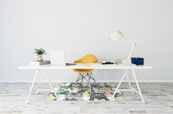Chair mat floor panels protector Cats glasses