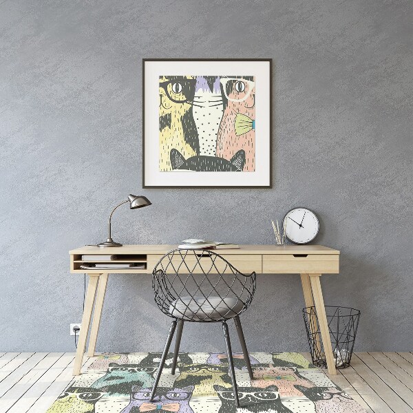 Chair mat floor panels protector Cats glasses