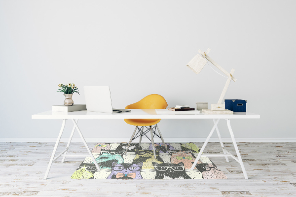 Chair mat floor panels protector Cats glasses
