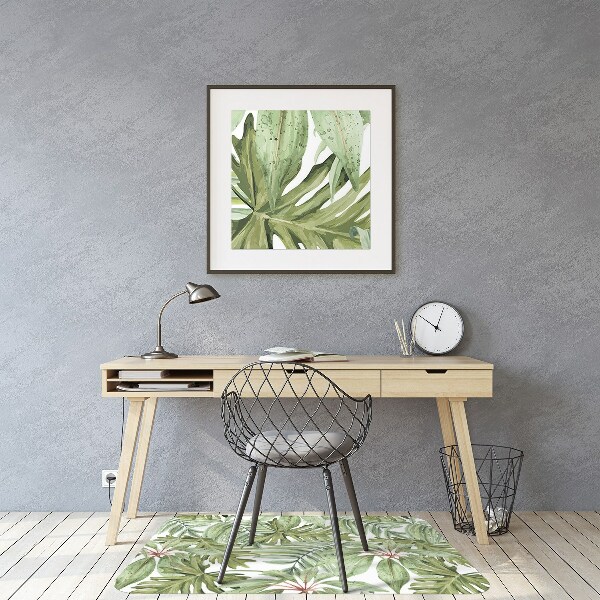 Office chair mat tropical leaves