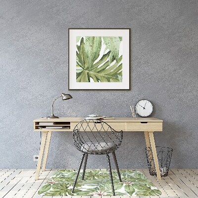 Office chair mat tropical leaves