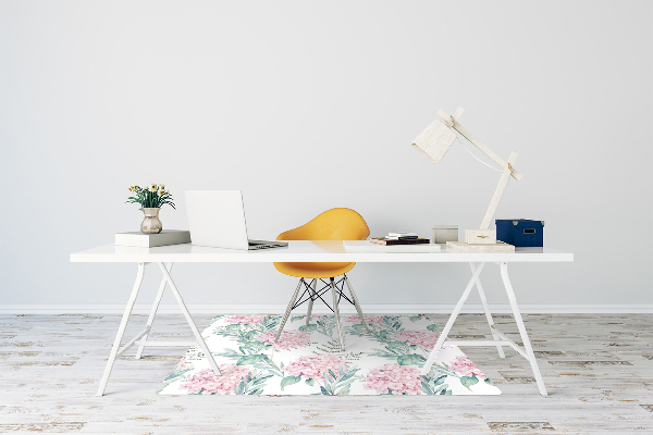 Office chair floor protector Light pink flowers