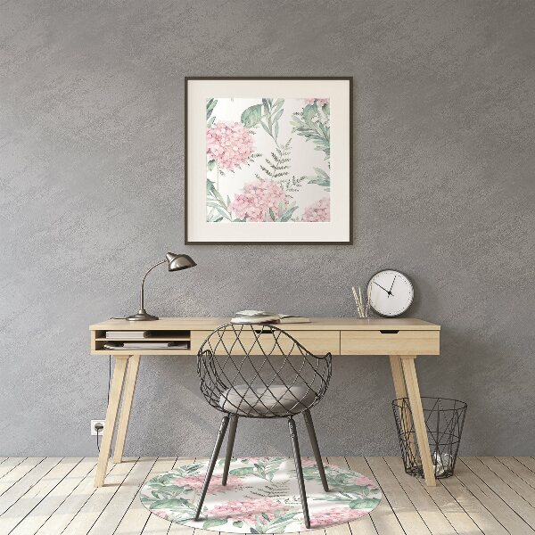 Office chair floor protector Light pink flowers