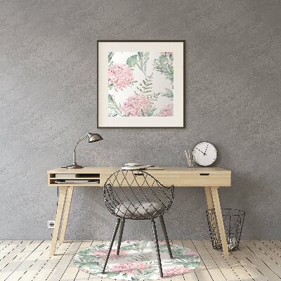 Office chair floor protector Light pink flowers