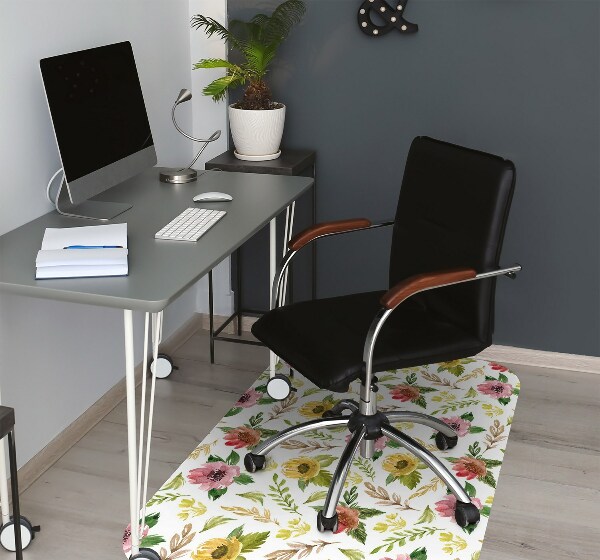 Office chair mat watercolor Flowers