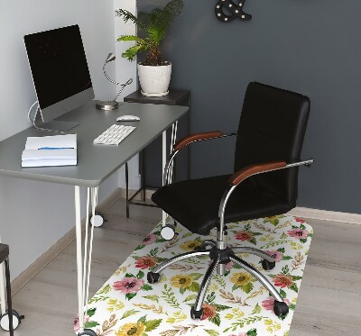 Office chair mat watercolor Flowers