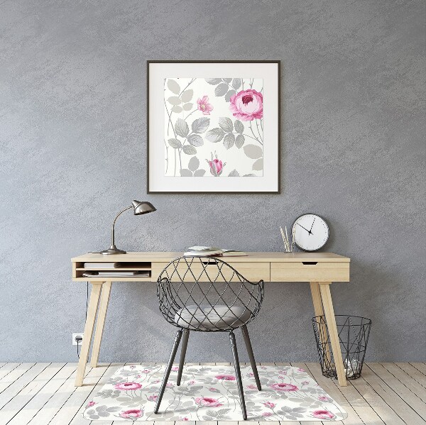 Office chair floor protector pastel Roses