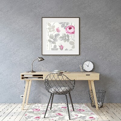 Office chair floor protector pastel Roses