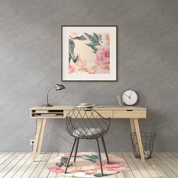 Chair mat floor panels protector pastel flowers