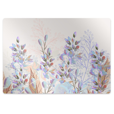 Chair mat floor panels protector pastel leaves