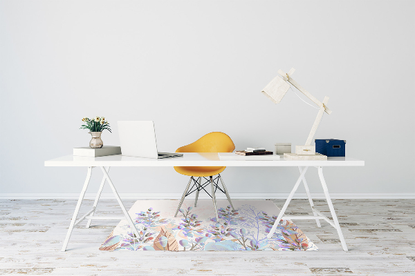Chair mat floor panels protector pastel leaves