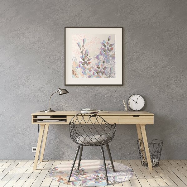 Chair mat floor panels protector pastel leaves