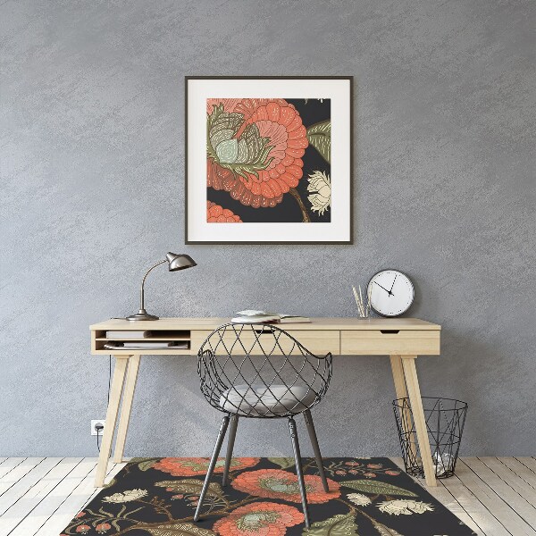Computer chair mat retro Flowers
