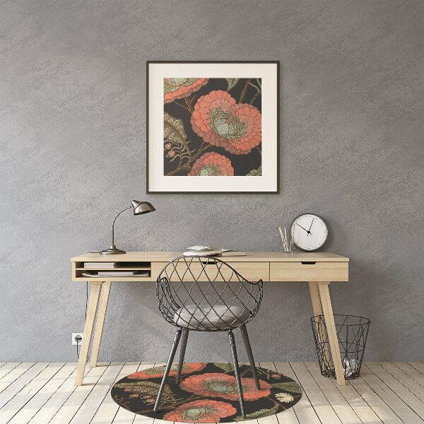 Computer chair mat retro Flowers