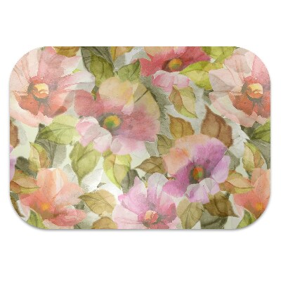 Office chair mat painted flowers