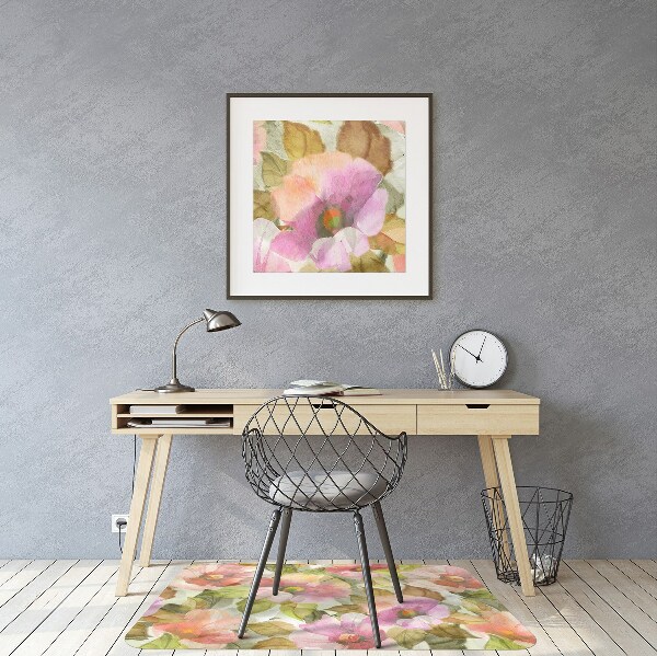 Office chair mat painted flowers