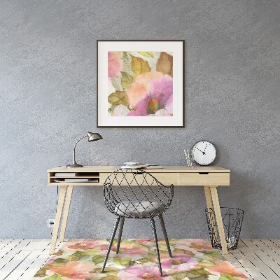 Office chair mat painted flowers