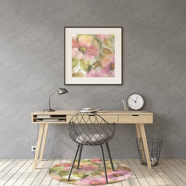 Office chair mat painted flowers