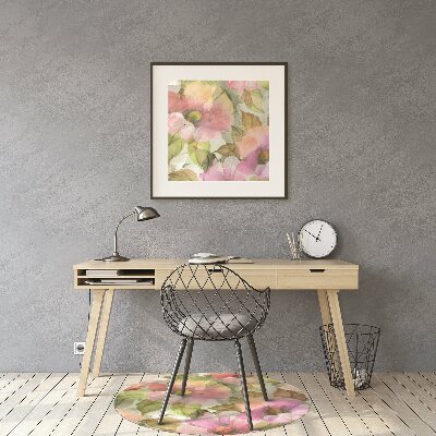 Office chair mat painted flowers